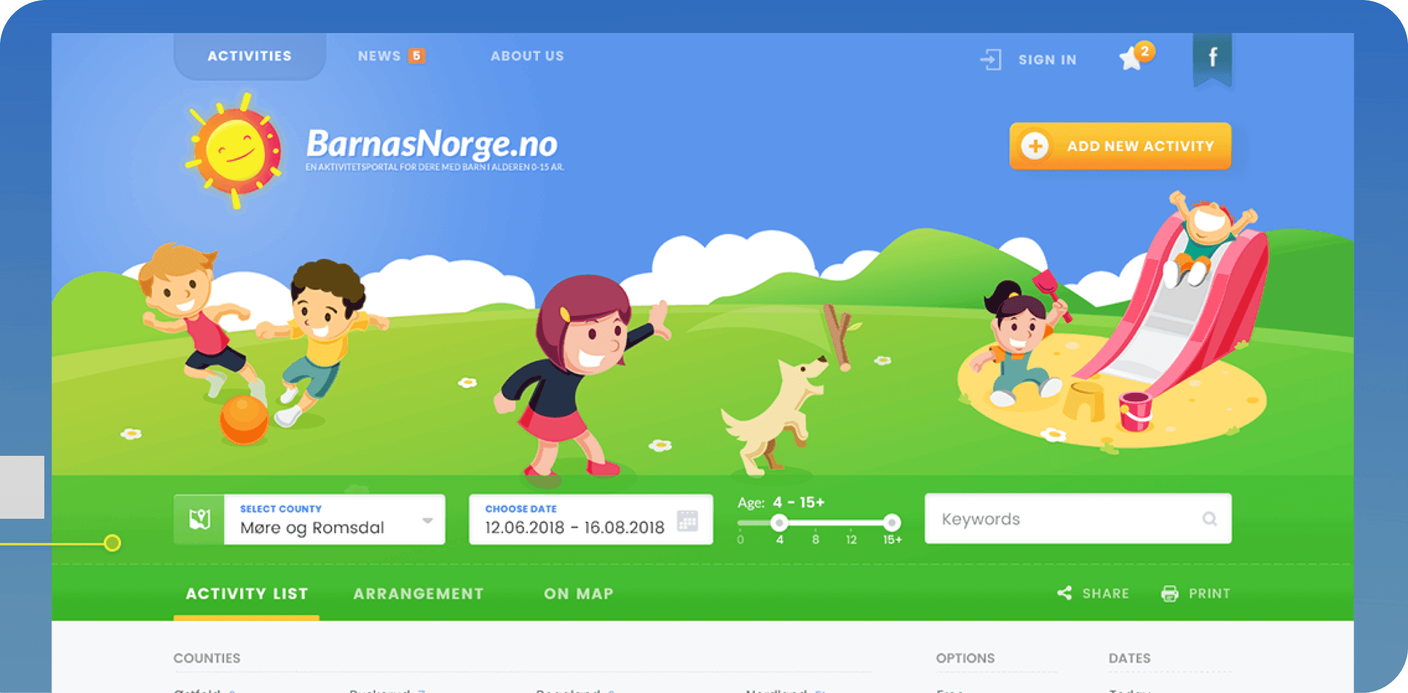 BarnasNorge – Web Service of Activities for Kids and Families